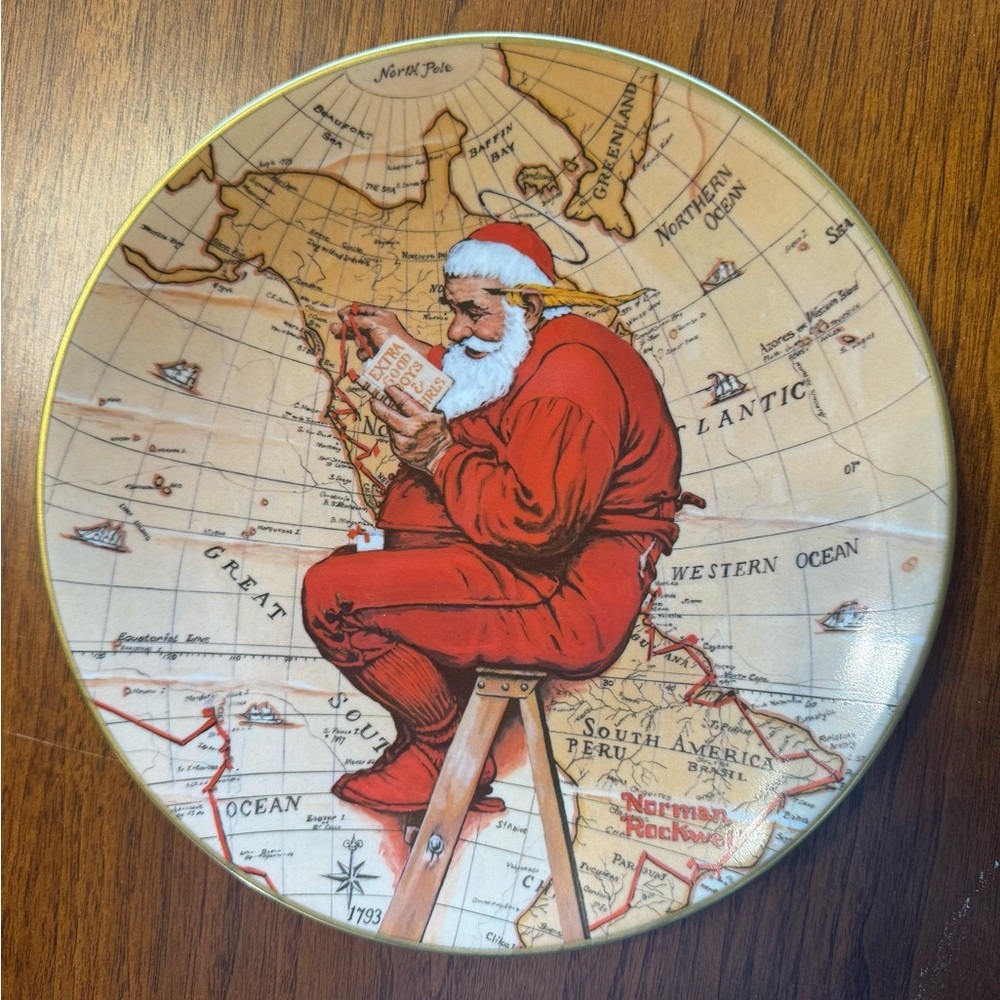 1981 Norman Rockwell “Santa Plans His Visit”Christmas Holiday Plate Vintage EUC